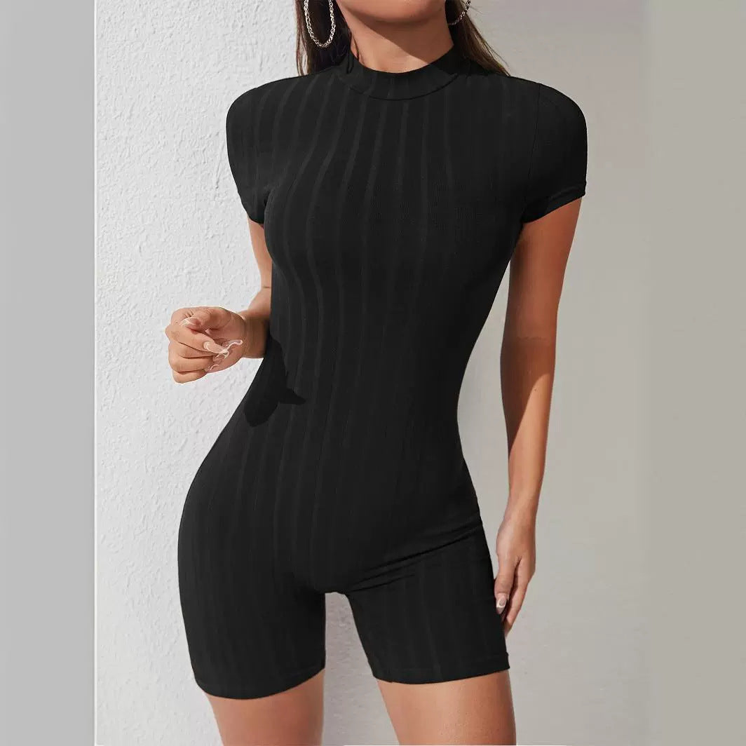 European And American Style Fashionable Temperament Slim Fit Sexy Short Sleeve Jumpsuit