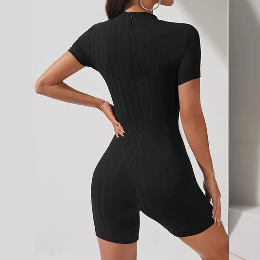 European And American Style Fashionable Temperament Slim Fit Sexy Short Sleeve Jumpsuit